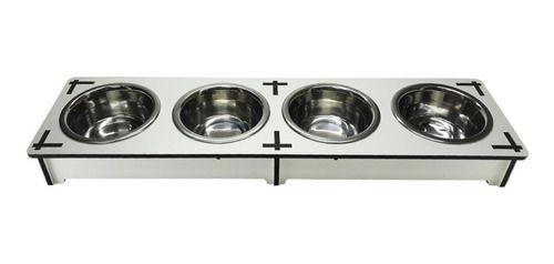 Imagem de Comedouro Quadruplo Cachorro Gato Tigela Inox 6cm Altura