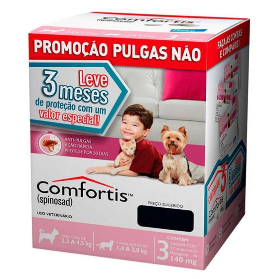 Imagem de Comfortis 140mg para Cães e Gatos Uso Veterinário com 3 Comprimidos - Elanco