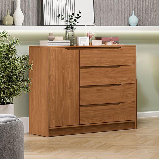Cômoda 1 Porta 4 Gavetas R260 Canela - Kappesberg Menor preço em Cômoda 1 Porta 4 Gavetas R260 Canela - Kappesberg