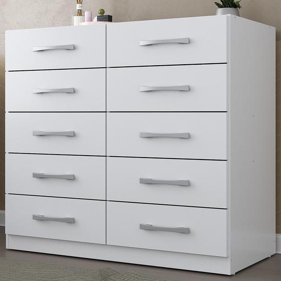 Cômoda 10 Gavetas CO1023 Branco Torres Rodial Moville Menor preço em Cômoda 10 Gavetas CO1023 Branco Torres Rodial Moville