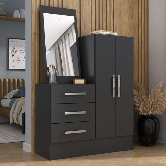 Imagem de Cômoda 2 Portas 3 Gavetas com Espelho Dunas