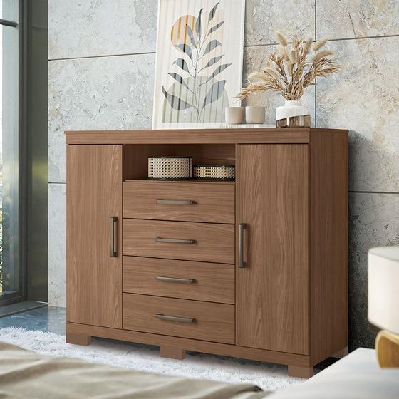 Imagem de Cômoda 2 Portas e 4 Gavetas com Pés Havana Master Santos Andirá