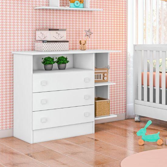 Imagem de Cômoda 3 Gavetas Com Nicho Sonho - BRANCO - PALLADIUM DECOR