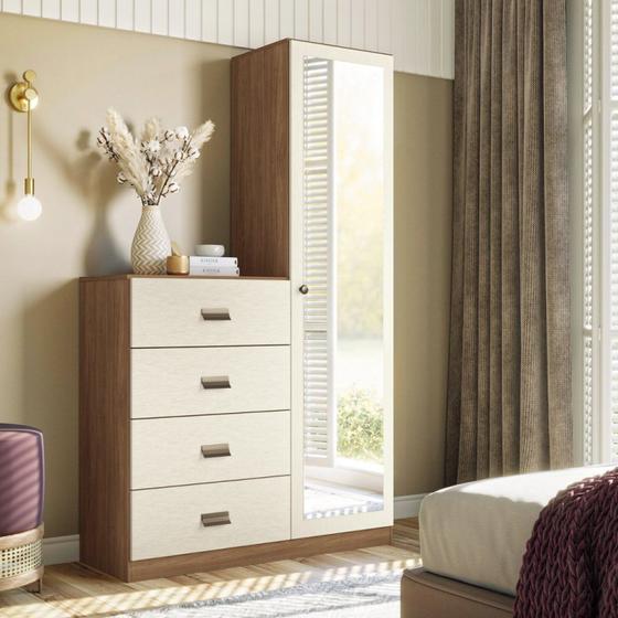 Imagem de Cômoda 4 Gavetas 1 Porta Estilo com Espelho