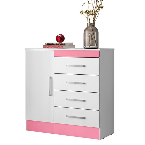 Imagem de Cômoda 4 Gavetas Montevideu 4290 Branco Rosa Flex Demóbile