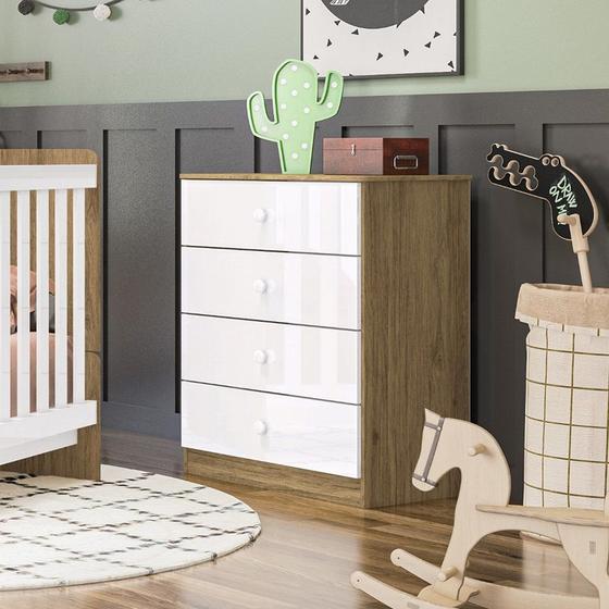 Imagem de Cômoda 4 Gavetas Quarto Infantil Labirinto Henn Rústico