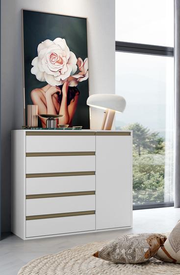 Imagem de Cômoda 5 Gavetas 1 Porta Multiuso MDF Select Belmax