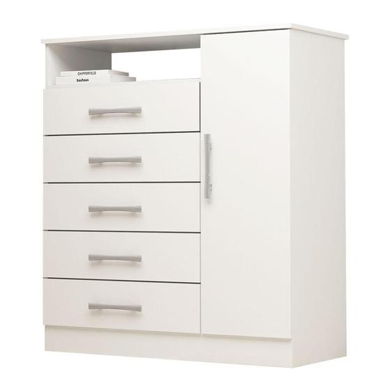 Imagem de Comoda 5 Gavetas com Sapateira 100% MDF Madri Plus ACP MÓVEIS Branco