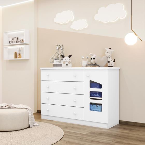 Imagem de Cômoda Bebê 4 Gavetas 1 Porta Eloísa Phoenix Baby