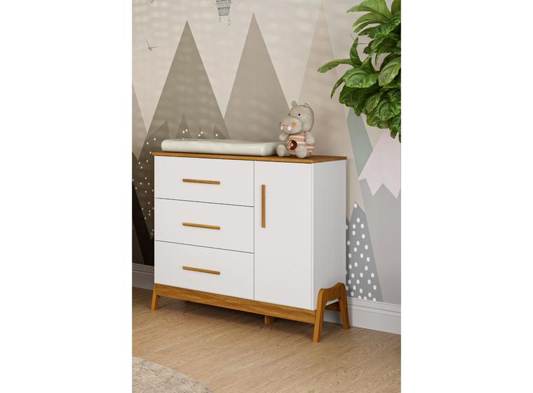 Imagem de Cômoda Bebê Retro Moveis Peroba Guti 03 gavetas 01 porta MDF