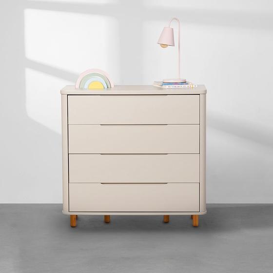Imagem de Cômoda Boom 4 Gavetas com Pés Nordic Mel - Areia