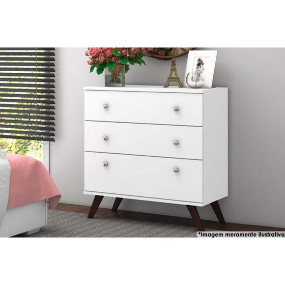 Imagem de Cômoda Casal RT 3018 c/ 3 Gavetas Branco - Movelbento