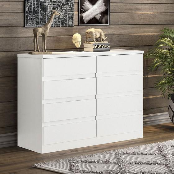Cômoda com 08 Gavetas em MDF Bello Branco Menor preço em Cômoda com 08 Gavetas em MDF Bello Branco