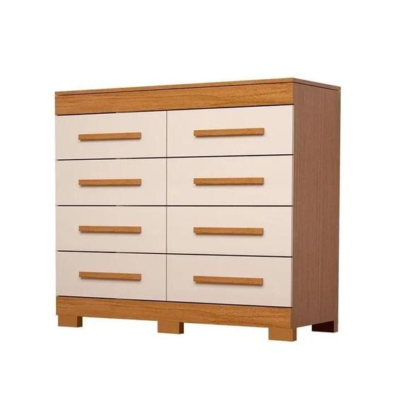 Imagem de Cômoda com 08 Gavetas Nalu ACP 100% MDF - Cinamomo/Off White