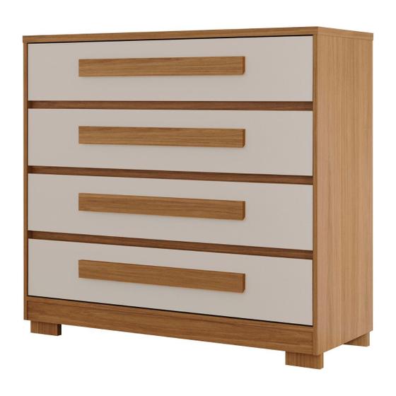 Imagem de Cômoda Com 4 Gavetas e Puxador 100% MDF Camarú com Pérola - Miray - Robel Móveis
