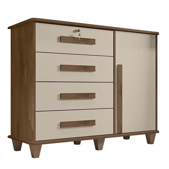 Imagem de Cômoda com Sapateira 120cm 4 Gavetas Quarto Grécia RV Móveis Freijo/Off White