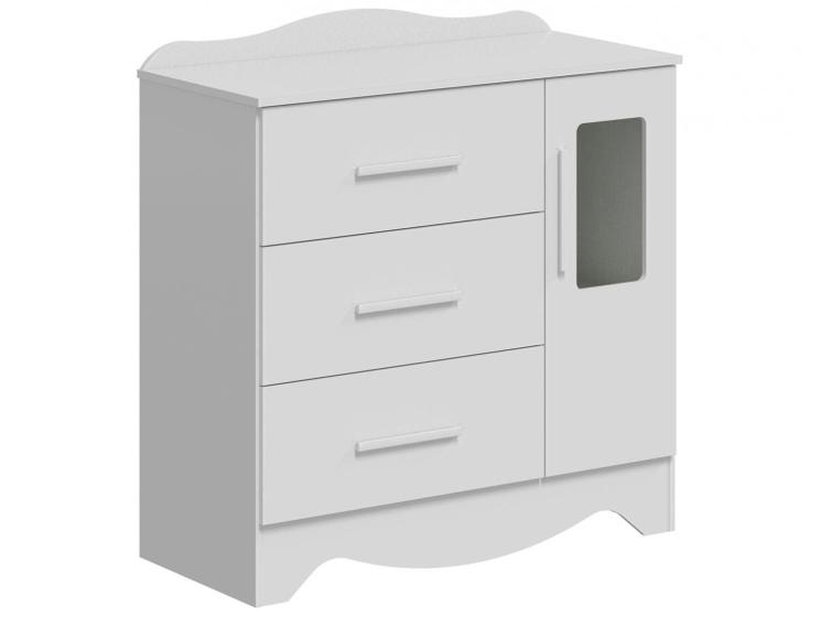 Cômoda de Bebê – 3 Gavetas Moveis Peroba Harmonia com Vidro