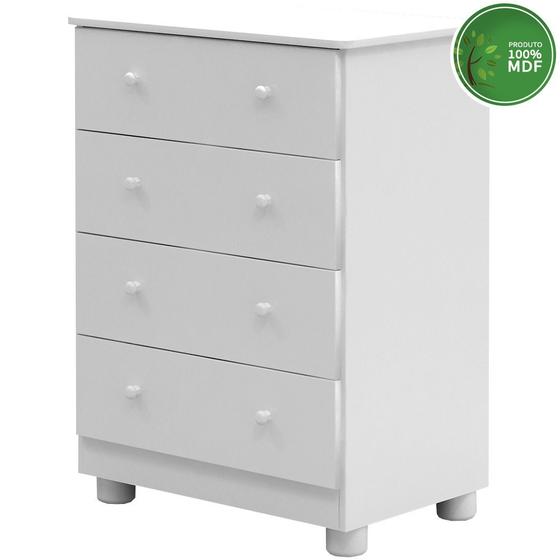 Cômoda de Bebe 4 Gavetas Júnior Móveis Peroba Branco Brilho Menor preço em Cômoda de Bebe 4 Gavetas Júnior Móveis Peroba Branco Brilho