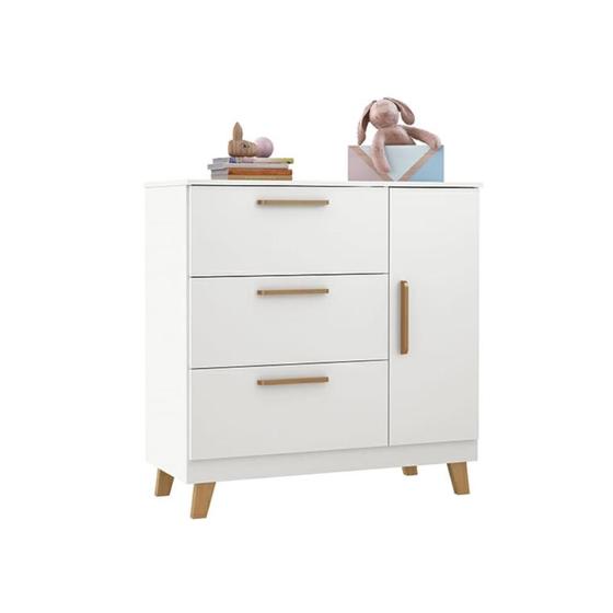 Imagem de Cômoda de bebe com sapateira e 3 gavetas branco Theo imaza Baby