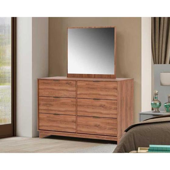 Imagem de Cômoda de Quarto 1160 c/ 6 Gavetas c/ Espelho Freijo - Carraro