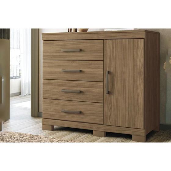 Imagem de Cômoda de Quarto Havana 1.4 Plus c/ 1 Porta e 4 Gavetas c/ Pés Jatoba - Santos Andirá
