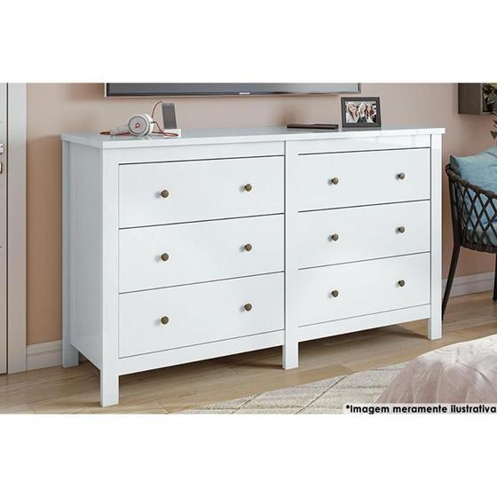 Imagem de Cômoda de Quarto Horizontal Maggiore c/ 6 Gavetas Branco - Lopas