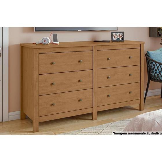 Imagem de Cômoda de Quarto Horizontal Maggiore c/ 6 Gavetas Rovere - Lopas