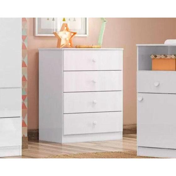 Imagem de Cômoda de Quarto Labirinto 4 Gavetas Branco - Henn