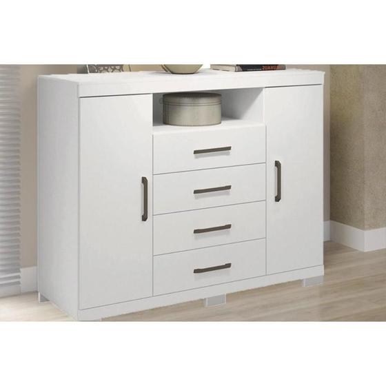 Imagem de Cômoda de Quarto Master c/ 2 Portas 1 Nicho e 4 Gavetas Branco - Santos Andirá