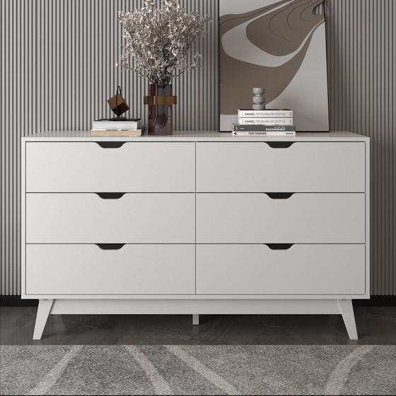 Imagem de Cômoda Ester com 6 Gavetas e Pé Cônico 136cm Cm8044