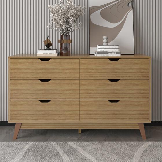 Imagem de Cômoda Ester com 6 Gavetas e Pé Cônico 136cm Cm8044