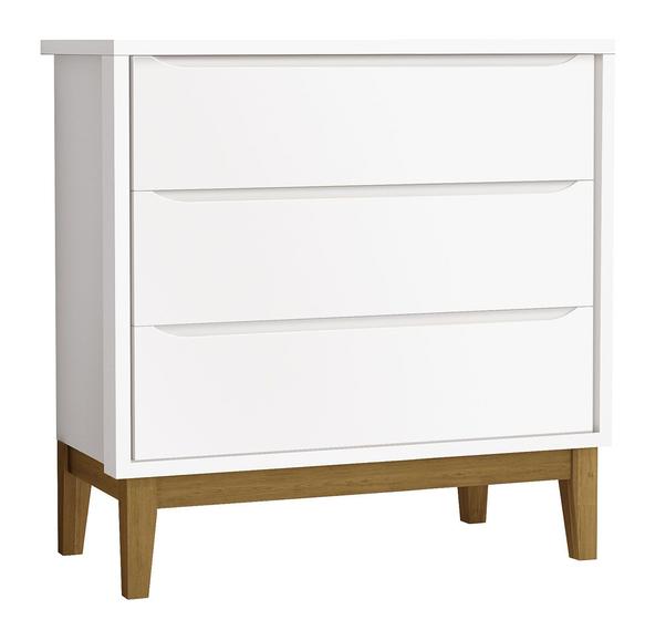 Imagem de Cômoda Gaveteiro Classic New Branco Fosco com Madeira - Reller