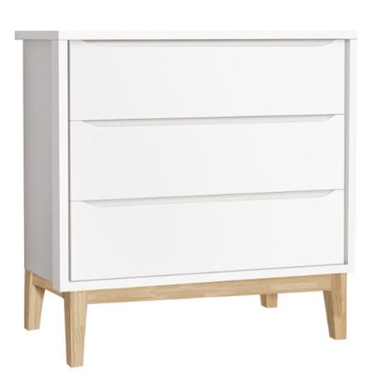 Imagem de Cômoda Gaveteiro Classic New Branco Fosco com Natural - MoveisAqui