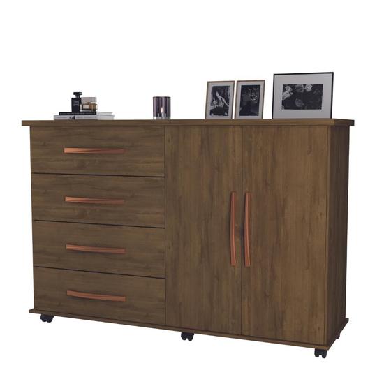 Imagem de Comoda Grande 4 Gavetas com Sapateira Lateral 2 Portas Rodizio Bali Primus