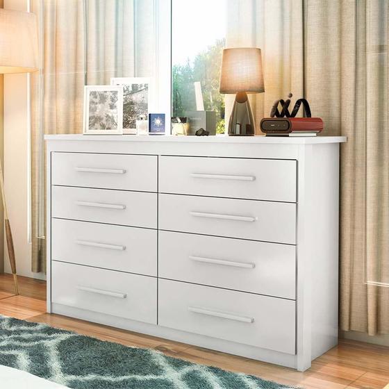 Imagem de Cômoda Grande 8 Gavetas Branco Elegance 2085 Batrol Branco