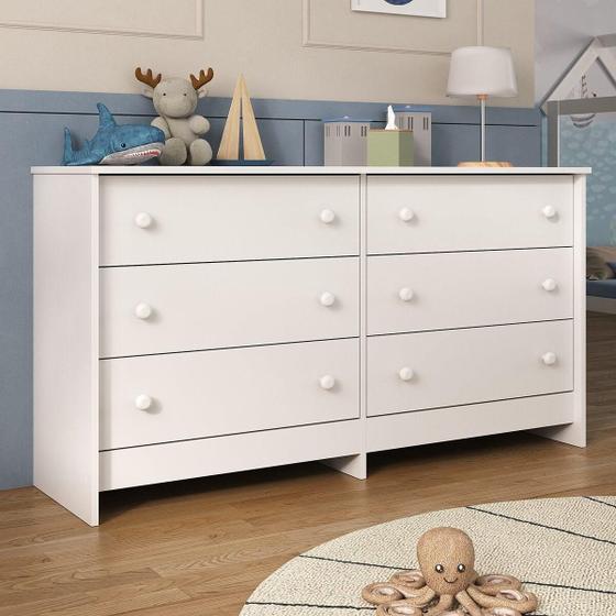 Imagem de Cômoda Infantil 136cm com 6 Gavetas Flex Multimóveis MP4262