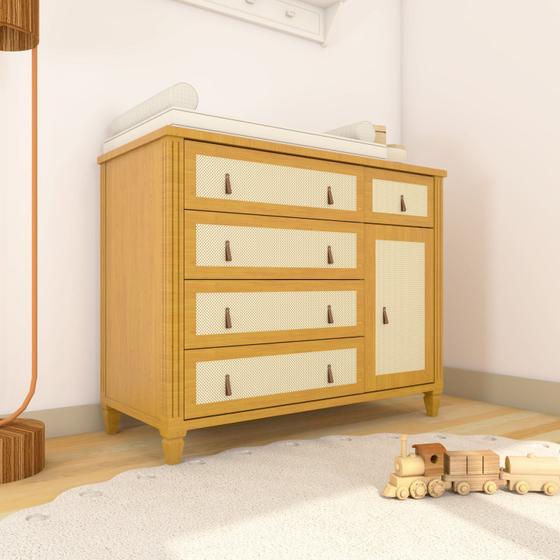 Imagem de Cômoda Infantil 5 Gavetas 1 Porta Tudor Plus Timber