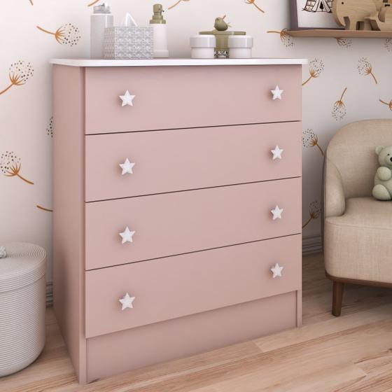 Imagem de Cômoda Infantil Divertidamente 4 Gavetas Rosa - Panorama Móveis