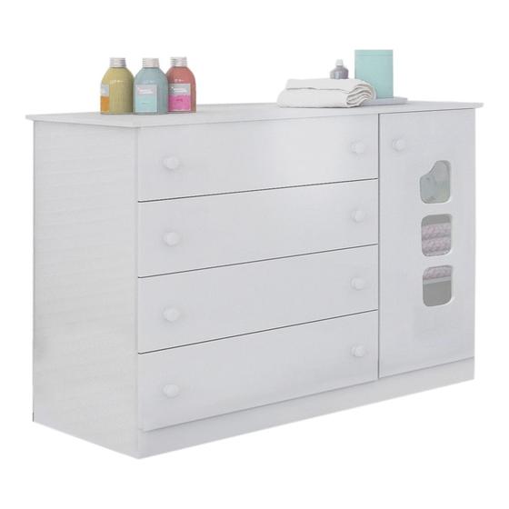 Imagem de Cômoda Infantil Lina 105cm MDF Branco Brilho - sallar home