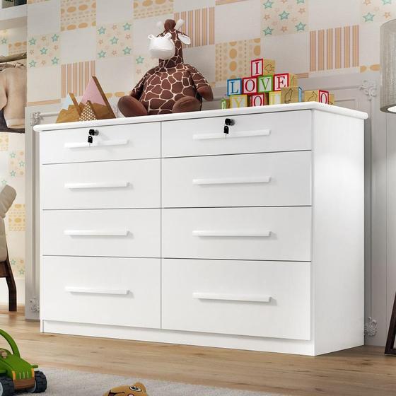 Comoda Infantil Monza 8 Gav Com Chave Menor preço em Comoda Infantil Monza 8 Gav Com Chave