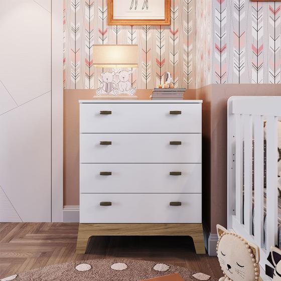 Imagem de Cômoda Infantil para Quarto de Bebê com 4 Gavetas Branco