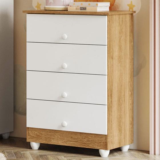 Imagem de Cômoda Lia Soft em MDF com 4 Gavetas Tigus Baby