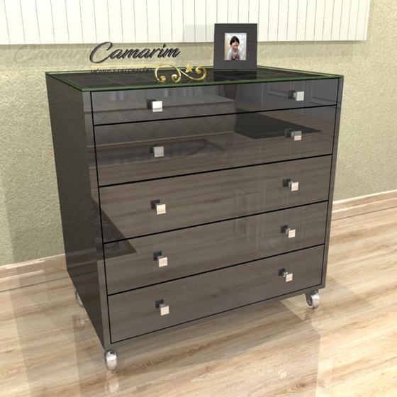Comoda Moderna Tampo De Vidro E Porta Joia Branco - Puxador Quadrado - Com04 PRETO BRILHANTE Menor preço em Comoda Moderna Tampo De Vidro E Porta Joia Branco - Puxador Quadrado - Com04 PRETO BRILHANTE