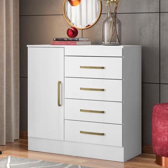 Imagem de Cômoda Montevidéu 1 Porta 4 Gavetas 91 cm - Comoda para Quarto - Demobile