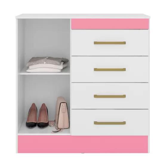 Imagem de Comoda montevideu branco com rosa