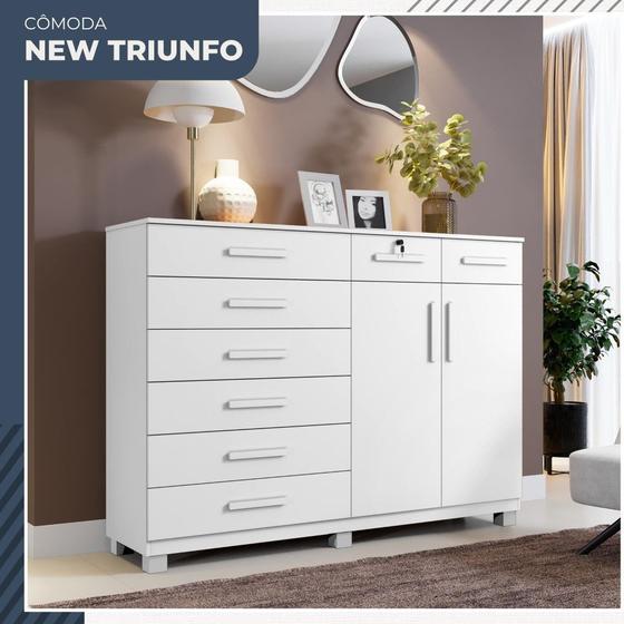 Imagem de Cômoda New Triunfo 2 Portas 8 Gavetas em MDP com Chave Benetil Móveis