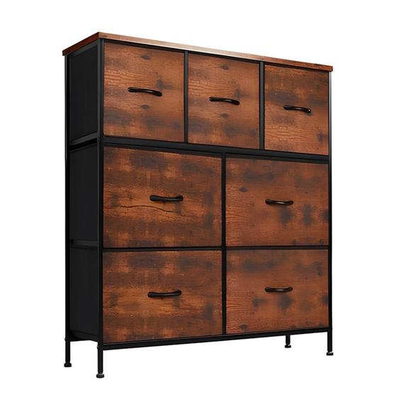 Imagem de Cômoda Organizadora Decoteam Com 7 Gavetas Multiuso Marrom