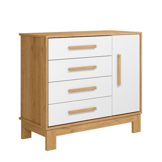 Imagem de Cômoda P/ Roupas Quarto Infantil Bebê 4 Gavetas 1 Porta Q Encanto Slim 4355