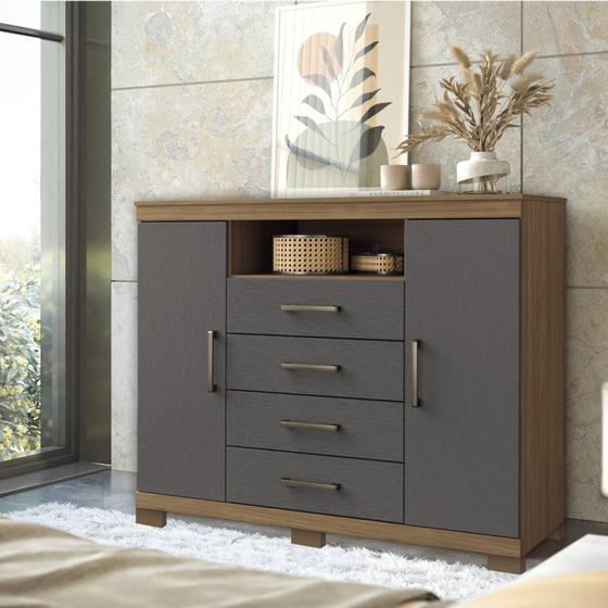 Imagem de Cômoda para Quarto 2 Portas 4 Gavetas 1 Nicho Master com Pés
