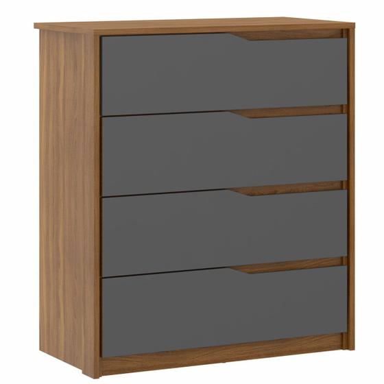 Imagem de Cômoda para Quarto 4 Gavetas com Puxadores Usinados Aria